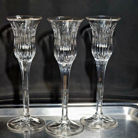 Mikasa Other - 3 Mikasa Icicles Gold Trim Candleholder 8" taper lead crystal luxury 90s texture